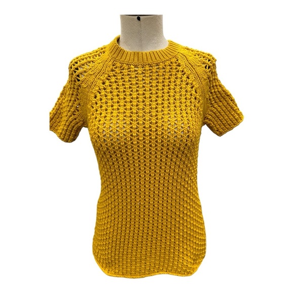 Derek Lam gold knit short sleeve sweater M - Picture 1 of 6
